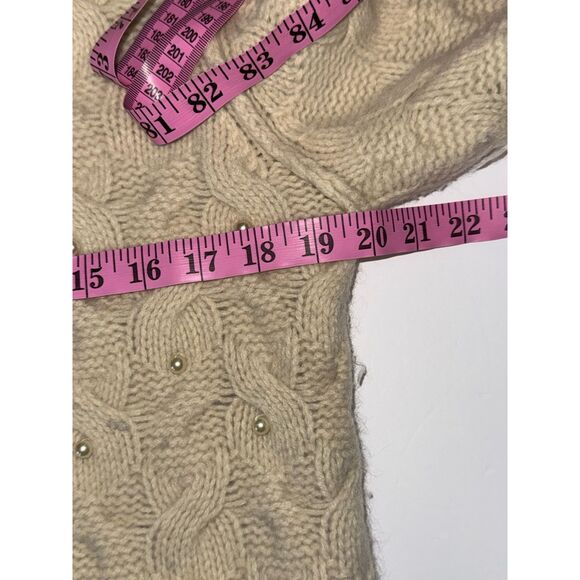 Ann Taylor Wool Angora Sweater Thick Cable Knit Ivory Pearl Rabbit Hair Size XL - Picture 13 of 16